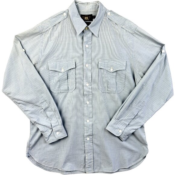 Ralph Lauren Double RL Other - RRL Ralph Lauren Vintage Indigo Pinstripe Work Shirt Large – Heritage Oxford